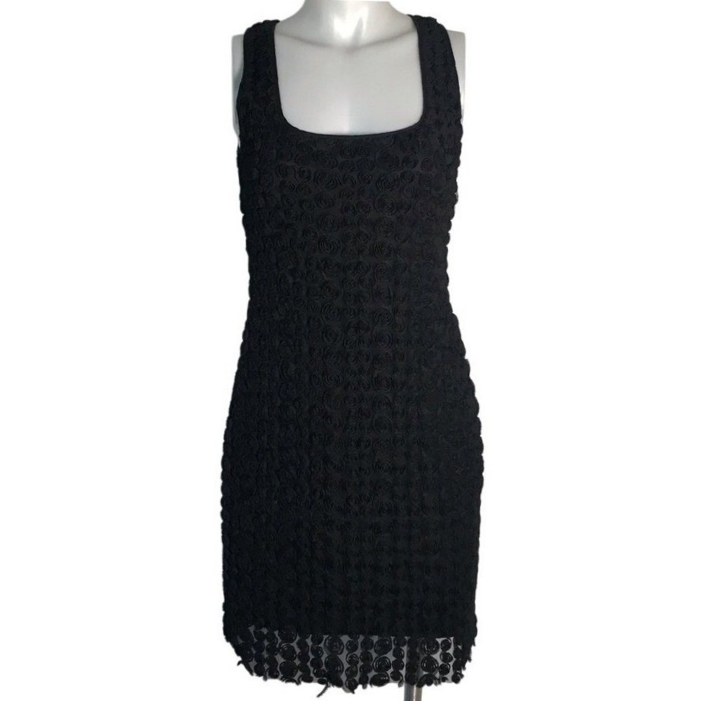 ZARA‎ BLACK ROSETTE TANK BODY CON DRESS